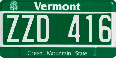 VT license plate ZZD416