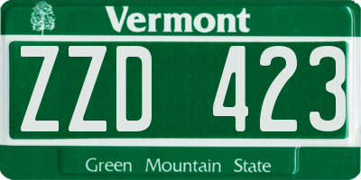 VT license plate ZZD423