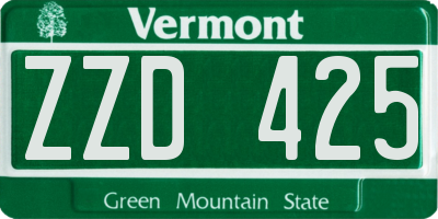 VT license plate ZZD425