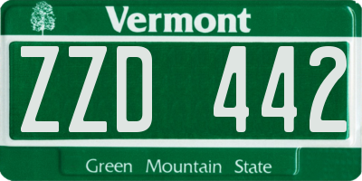 VT license plate ZZD442