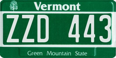 VT license plate ZZD443