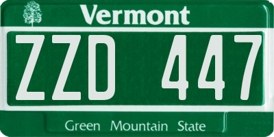 VT license plate ZZD447
