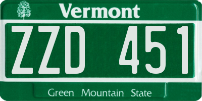 VT license plate ZZD451