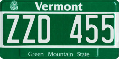 VT license plate ZZD455