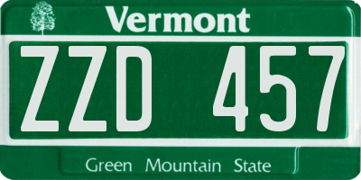 VT license plate ZZD457