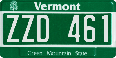 VT license plate ZZD461