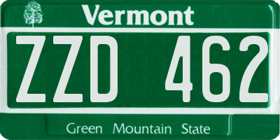 VT license plate ZZD462