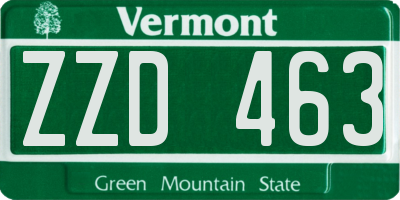 VT license plate ZZD463