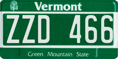 VT license plate ZZD466