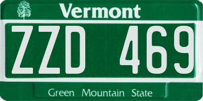 VT license plate ZZD469