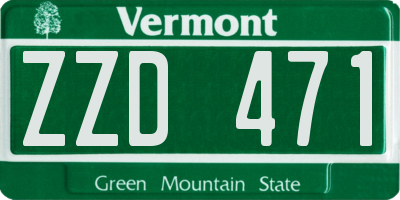 VT license plate ZZD471