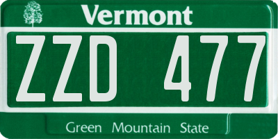 VT license plate ZZD477