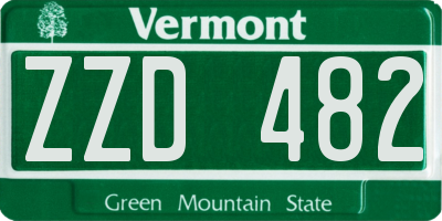 VT license plate ZZD482
