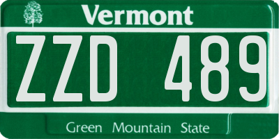 VT license plate ZZD489