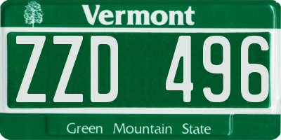 VT license plate ZZD496