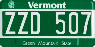 VT license plate ZZD507
