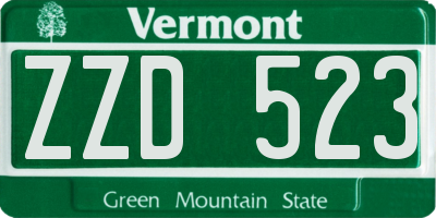 VT license plate ZZD523