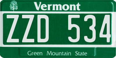 VT license plate ZZD534