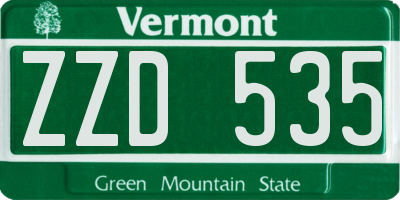 VT license plate ZZD535