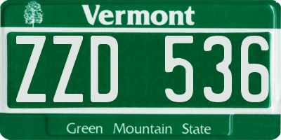 VT license plate ZZD536