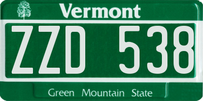 VT license plate ZZD538