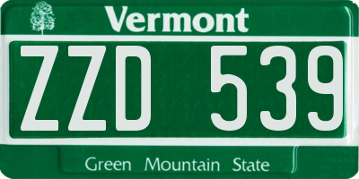 VT license plate ZZD539