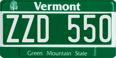VT license plate ZZD550