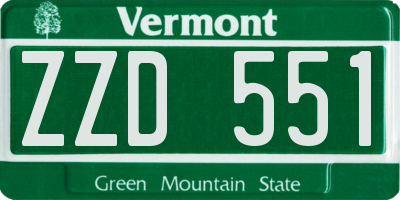 VT license plate ZZD551