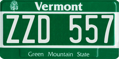 VT license plate ZZD557