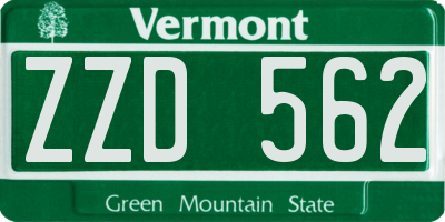 VT license plate ZZD562