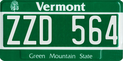 VT license plate ZZD564