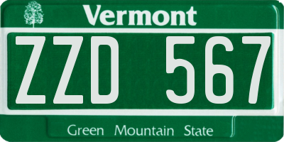 VT license plate ZZD567