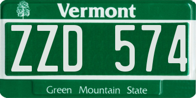 VT license plate ZZD574