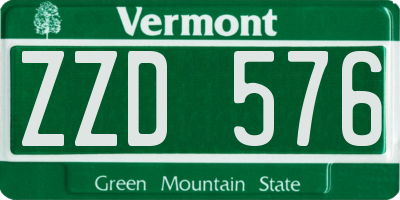 VT license plate ZZD576