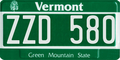 VT license plate ZZD580