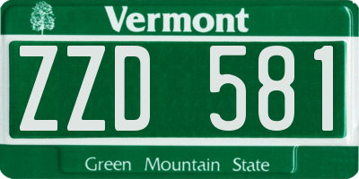 VT license plate ZZD581