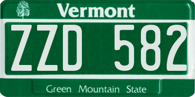 VT license plate ZZD582