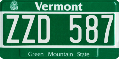 VT license plate ZZD587