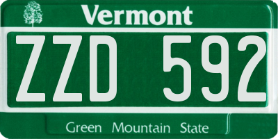 VT license plate ZZD592
