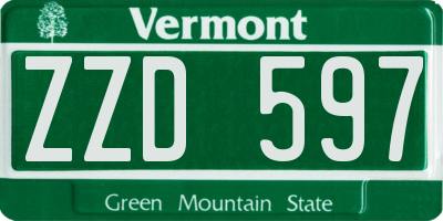 VT license plate ZZD597