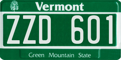 VT license plate ZZD601
