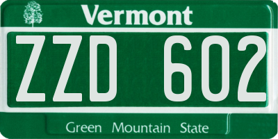 VT license plate ZZD602