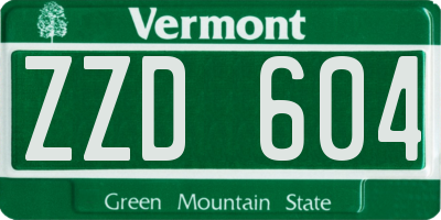 VT license plate ZZD604