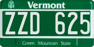 VT license plate ZZD625