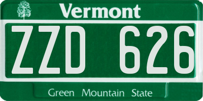 VT license plate ZZD626
