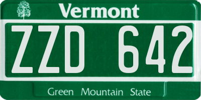 VT license plate ZZD642