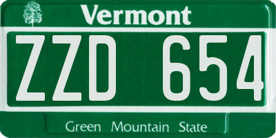VT license plate ZZD654