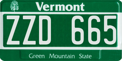 VT license plate ZZD665