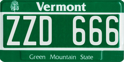 VT license plate ZZD666
