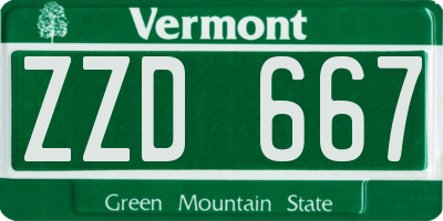 VT license plate ZZD667